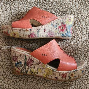 BOC FLORAL PLATFORM SANDALS